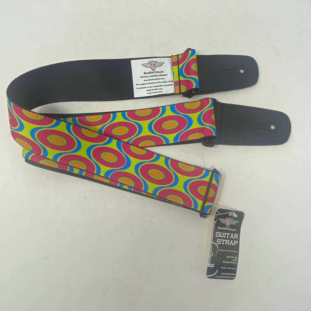 Buckle-Down Guitar Strap Psychedelic Neon Circles Retro Multi Color Made in USA